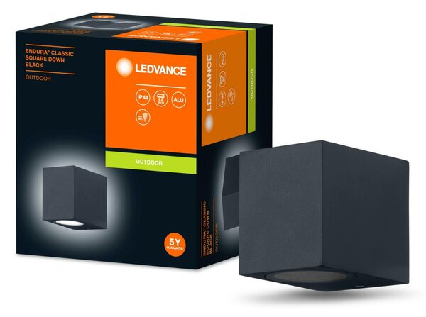 LEDVANCE venkovní nástěnné svítidlo ENDURA Classic Square Down černá 4058075763623