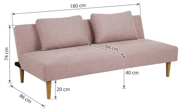 Růžová rozkládací pohovka 180 cm Matylda – Bonami Essentials