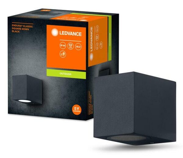 LEDVANCE venkovní nástěnné svítidlo ENDURA Classic Square Down černá 4058075763623