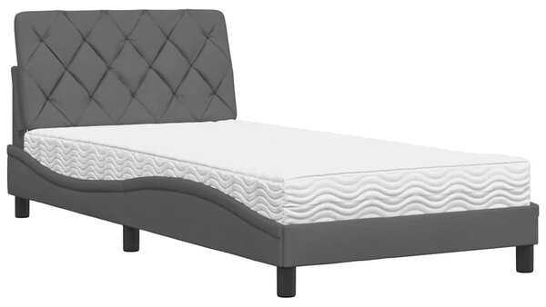 Postel s matrací tmavě šedá 100 x 200 cm textil 3310721