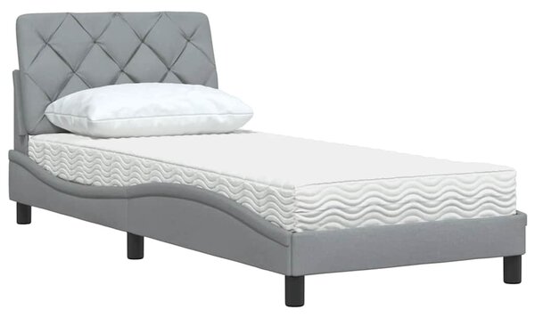 Postel s matrací světle šedá 90 x 190 cm textil 3310706