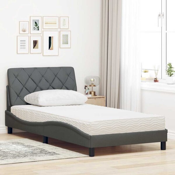 Postel s matrací tmavě šedá 100 x 200 cm textil 3310721
