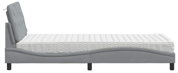 Postel s matrací světle šedá 90 x 190 cm textil 3310706