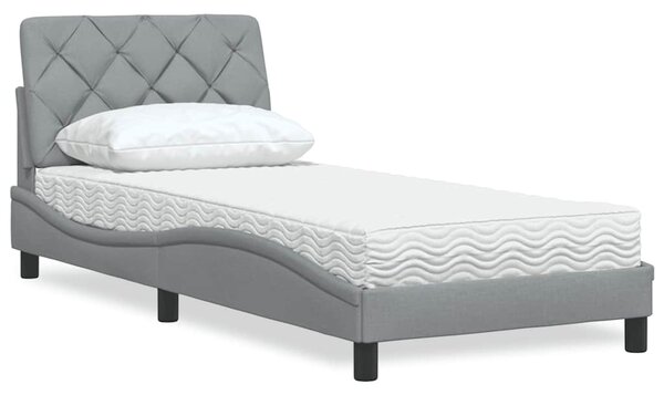 Postel s matrací světle šedá 90 x 190 cm textil 3310706