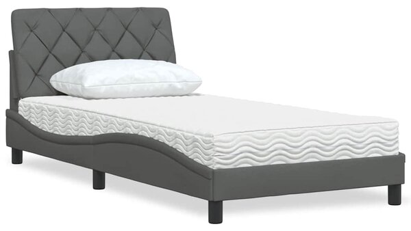 Postel s matrací tmavě šedá 100 x 200 cm textil 3310721