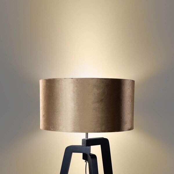 Stojací lampa černá s sametovým stínidlem bronz 50 cm - Puros
