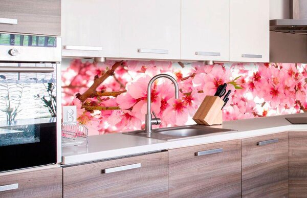 Samolepící tapety za kuchyňskou linku, rozměr 260 cm x 60 cm, jabloňově květy, DIMEX KI-260-054