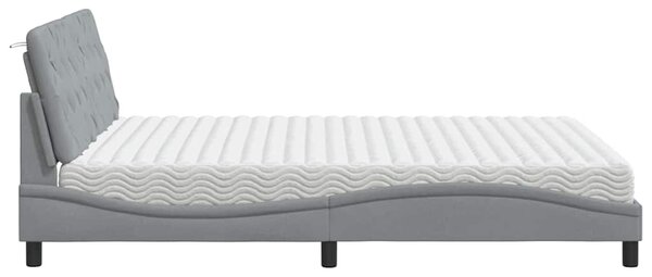 Postel s matrací světle šedá 160 x 200 cm textil 3310748