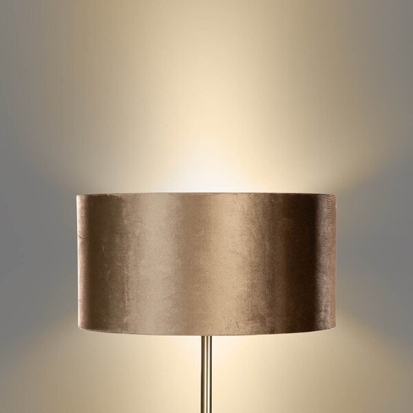 Stojací lampa mosazná s sametovým stínidlem bronzové barvy 50 cm - Simplo