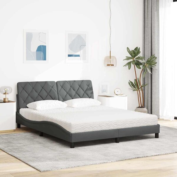Postel s matrací tmavě šedá 160 x 200 cm textil 3310749