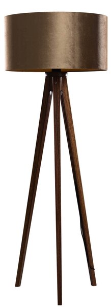 Stojací lampa na třech nohách z ořechového dřeva s bronzovým sametovým stínítkem 50 cm - Tripod Classic