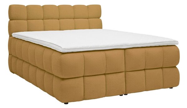 Boxspring postel BUBBLE BOX 160/200 cm, hořčicově žlutá