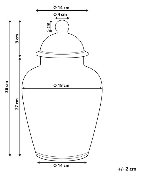 Váza s víkem CUENCA Porcelán 36 cm Bílá/Modrá
