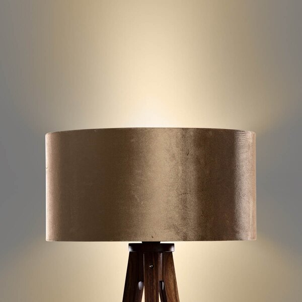 Stojací lampa na třech nohách z ořechového dřeva s bronzovým sametovým stínítkem 50 cm - Tripod Classic
