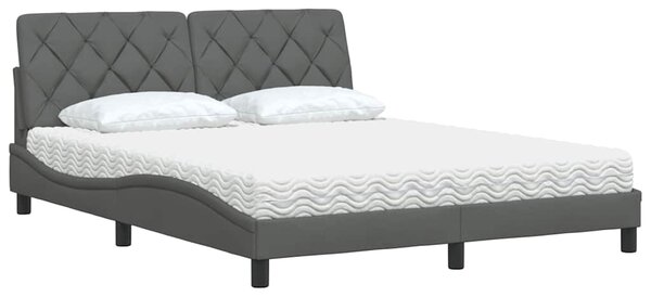 Postel s matrací tmavě šedá 160 x 200 cm textil 3310749