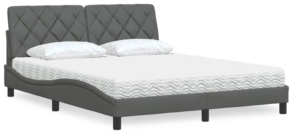 Postel s matrací tmavě šedá 160 x 200 cm textil 3310749