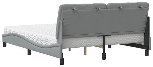 Postel s matrací světle šedá 160 x 200 cm textil 3310748