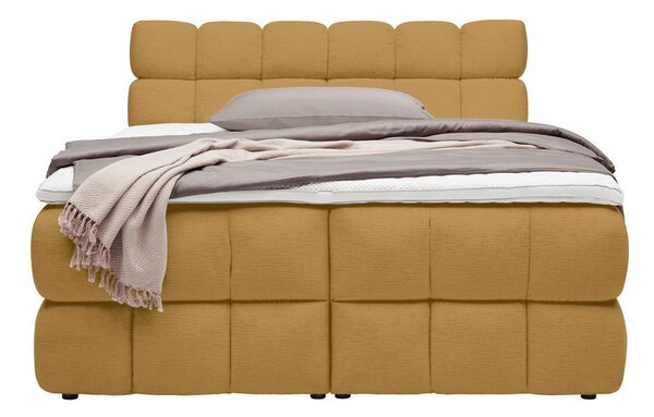 Boxspring postel BUBBLE BOX 160/200 cm, hořčicově žlutá