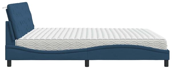 Postel s matrací modrá 200 x 200 cm textil 3310768