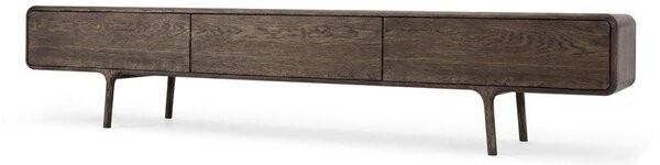 Hnědý TV stolek z dubového dřeva 220x45x45 cm Fawn – Gazzda