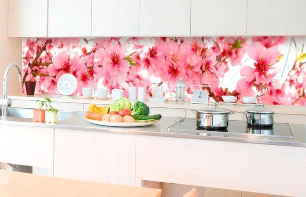 Samolepící tapety za kuchyňskou linku, rozměr 350 cm x 60 cm, jabloňově květy, DIMEX KI-350-054