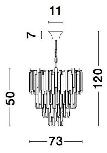 Nova Luce Grane E14 závěsné svítidlo skleněný lustr Ø730 mm