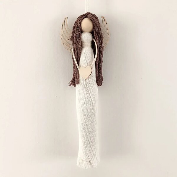 Andělka s dlouhými tmavými vlásky (závěsná dekorace)
