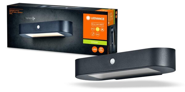 LEDVANCE venkovní nástěnné svítidlo ENDURA Style Solar Oval Wall Sensor 6W 3000K 4058075766228