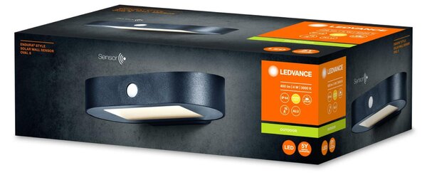 LEDVANCE venkovní nástěnné svítidlo ENDURA Style Solar Oval S Wall Sensor 4W 3000K 4058075766266