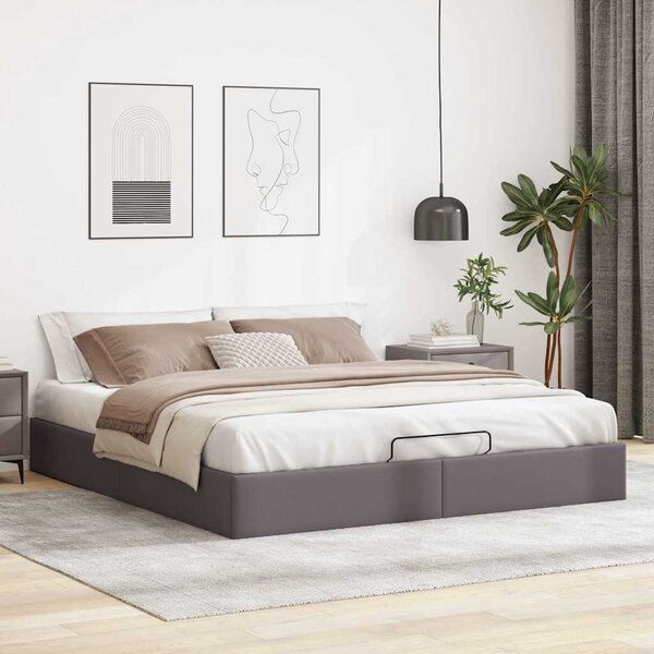 Osmanský rám postele bez matrace šedá 200x200 cm umělá kůže 3310822