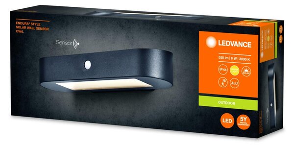 LEDVANCE venkovní nástěnné svítidlo ENDURA Style Solar Oval Wall Sensor 6W 3000K 4058075766228