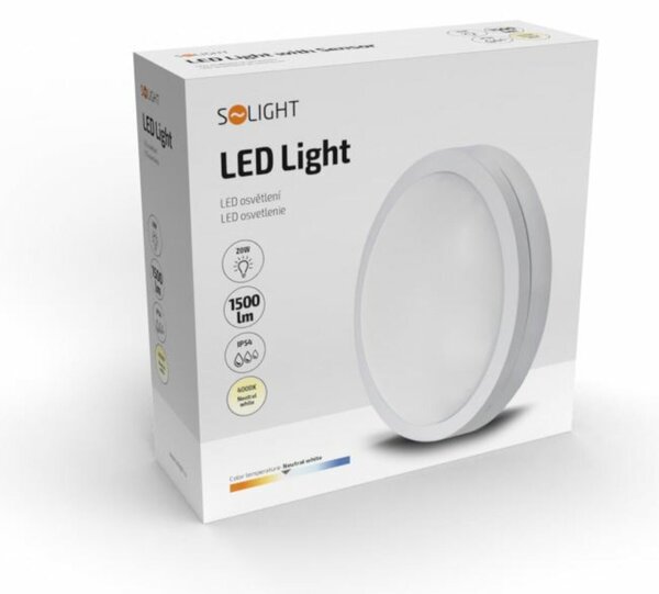 Solight LED venkovní osvětlení Siena, bílé, 20W, 1500lm, 4000K, IP54, 23cm WO781-W