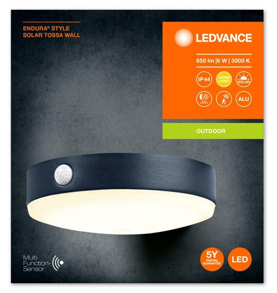 LEDVANCE venkovní nástěnné svítidlo ENDURA Style Solar Tossa Wall Sensor 6W 3000K 4058075766303