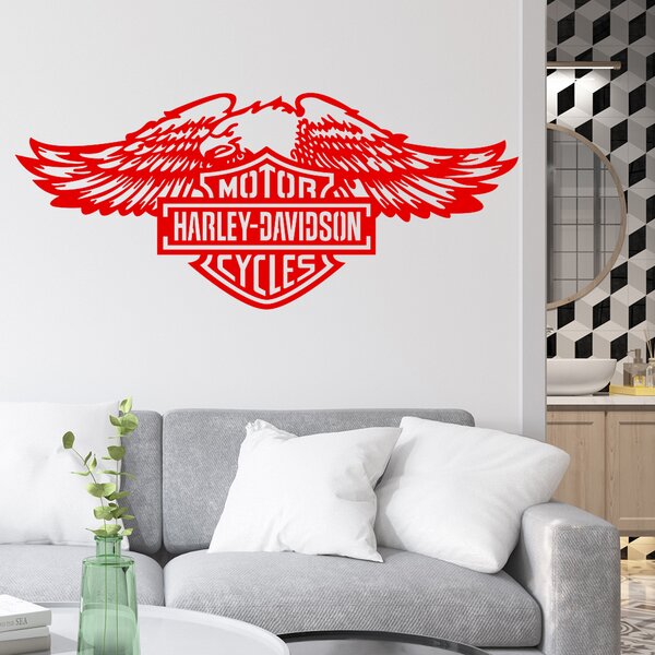 Živá Zeď Samolepka Harley Davidson orel Barva: růžová, Velikost: 60 x 26 cm
