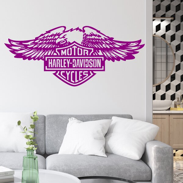 Živá Zeď Samolepka Harley Davidson orel Barva: růžová, Velikost: 60 x 26 cm
