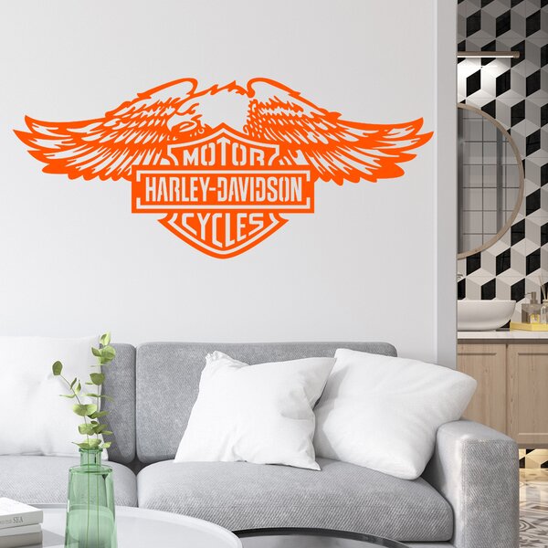 Živá Zeď Samolepka Harley Davidson orel Barva: růžová, Velikost: 60 x 26 cm