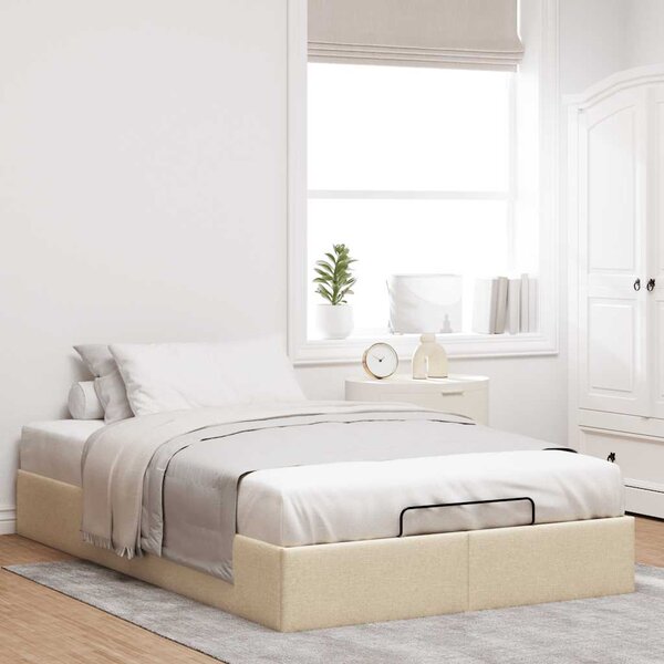 Osmanský rám postele bez matrací krémově 120x200 cm textil 3310873