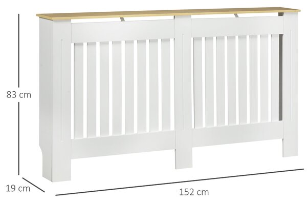 HOMCOM Kryt na radiátor 152x19x83 cm MDF s protiskluzovým zařízením Moderní design pro obývací pokoj a ložnici Bílá | Aosom