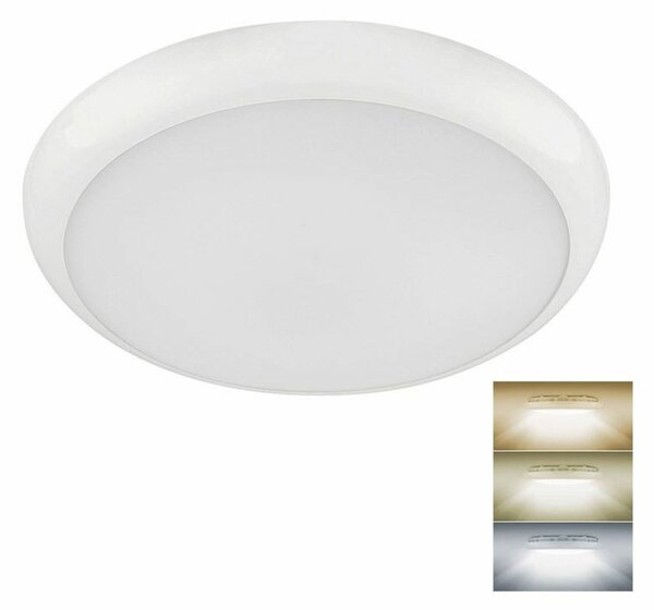 Solight LED venkovní stropní osvětlení se senzorem a nastavitelnou CCT, 20W, 1800lm, 33cm, bílá barva WO784