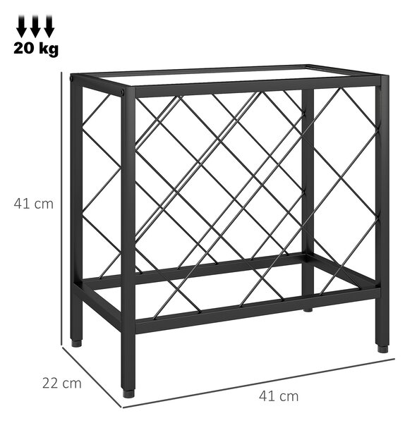 HOMCOM Stojan na víno pro 10 lahví s tvrzeným sklem a ocelovou konstrukcí do obývacího pokoje a jídelny 41x22x41 cm Černý | Aosom