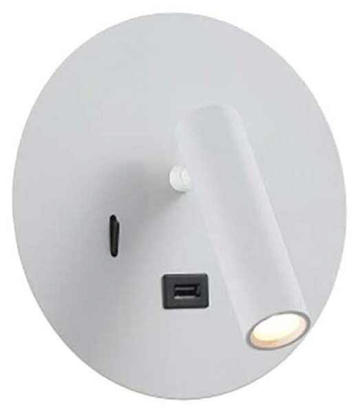 Ambient reading spot LED nástěnné svítidlo s USB kulaté Černá