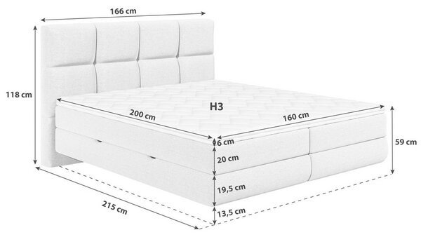 Čalouněná postel LONDON 160/200 cm, krémová