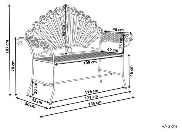 Zahradní lavice PAVIA 146 cm Kov Modrá
