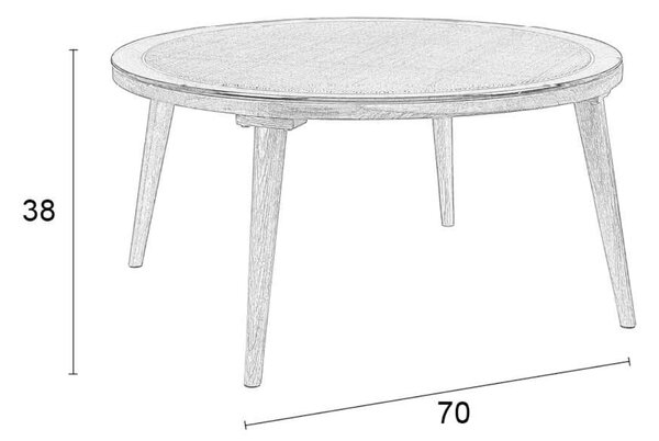 White Label Dubový konferenční stolek WLL HARU 70 cm se skleněnou deskou