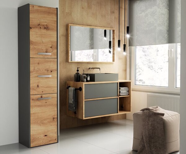 Koupelnová skříňka SARA S43 antracit/dub artisan