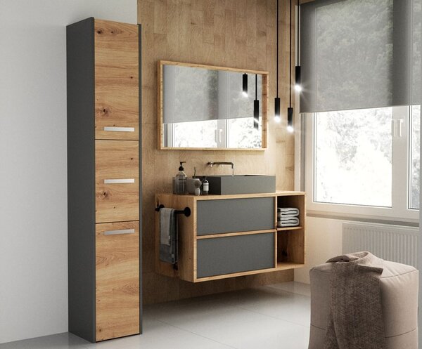 Koupelnová skříňka SARA S33 antracit/dub artisan