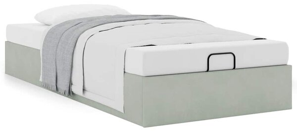 Osmanský rám postele bez matrace světle šedá 90x200 cm samet 3310937