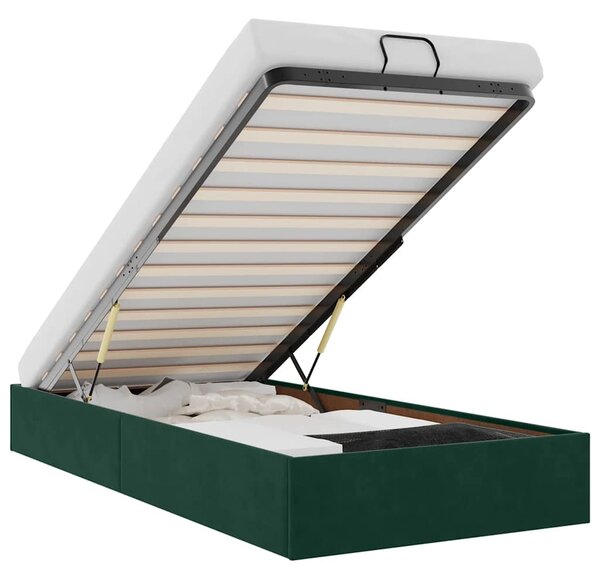 Osmanský rám postele bez matrace tmavě zelené 90x200 cm samet 3310940