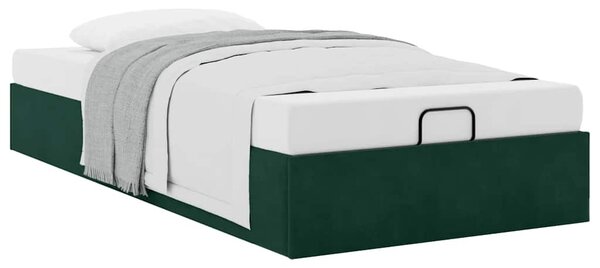 Osmanský rám postele bez matrace tmavě zelené 90x200 cm samet 3310940