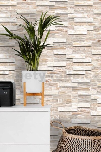 Obkladové panely 3D PVC TP10007977, cena za kus, rozměr 980 x 480 mm, obklad klasik bělený, GRACE